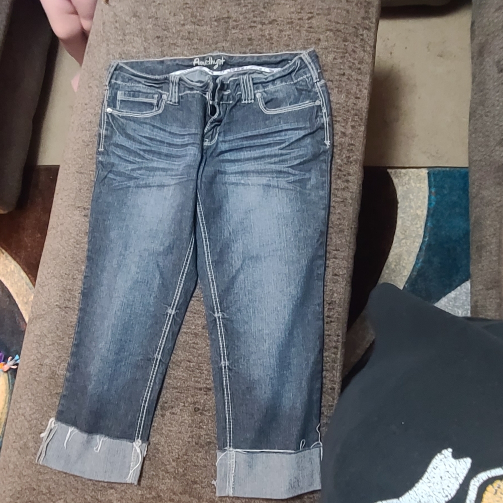 Amethyst Jeans Faded and Cuffed leg Capris.  New but no tags, never worn.